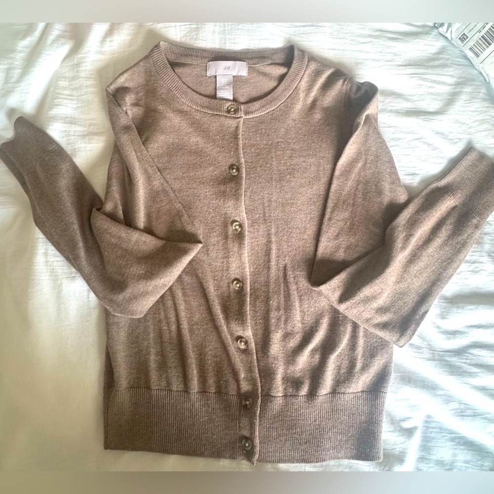 H&M Taupe Button-Up Cardigan XS